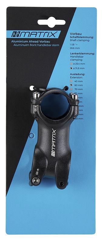 MATRIX Ahead-Vorbau ST17 Alu 60 mm schwarz-matt 31,8 mm 1 1/8" +/-6&deg; Produktbild 1