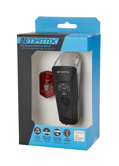 MATRIX LED Akkuleuchten Set 70 LUX BLS 27 mit Helligkeitssensor schwarz Produktbild 1