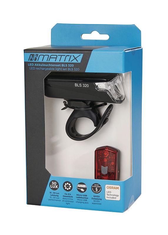 MATRIX LED Akkuleuchten Set 30 LUX BLS 320  schwarz 30 Lux  SB-Verpackung