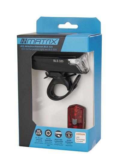 MATRIX LED Akkuleuchten Set 30 LUX BLS 320  schwarz 30 Lux  SB-Verpackung Produktbild 1