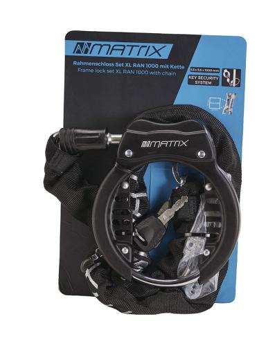 MATRIX Rahmenschloss Set XL RAN 1000 inkl. Kette (100 cm) 65 mm schwarz SB-Verpackung Produktbild 4