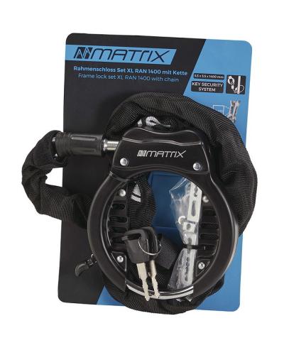 MATRIX Rahmenschloss Set XL RAN 1400 inkl. Kette (140 cm) 65 mm schwarz SB-Verpackung Produktbild 1