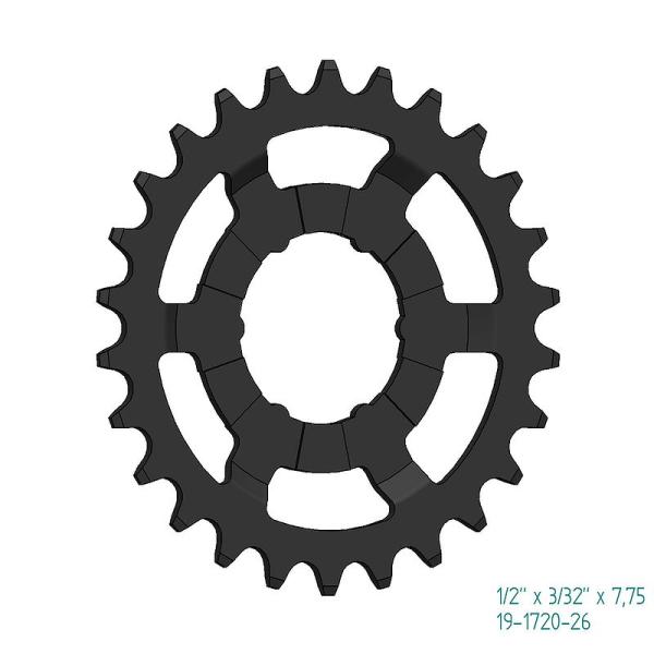 Esjot Steckzahnkranz f&uuml;r Shimano Nexus Inter 5E schwarz  1/2" x 3/32" + 1/2" x 11/128"  24 Z&auml;hne