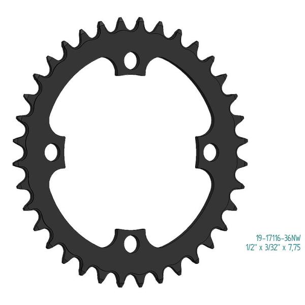 Esjot Kettenblatt f&uuml;r Bosch Gen 1, Gen 3 + Gen 4 Narrow Wide 1/2"x 3/32"+1/2"x11/128" 34 Z&auml;hne