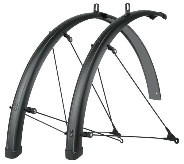 SKS Schutzblech Set Bluemels Stripes 65 Set matt schwarz mit grauen Streifen 28"