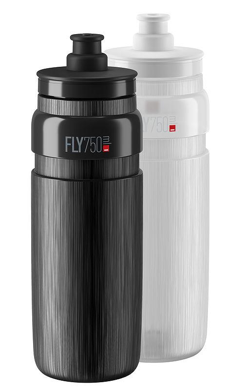 Elite Trinkflasche FLY Tex klar, graue Graphik 0,75 L