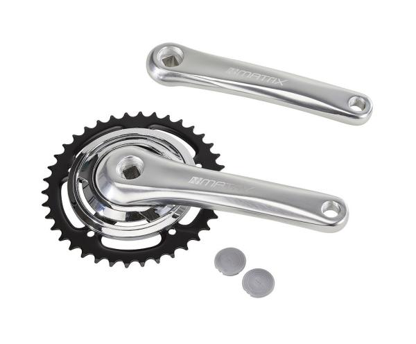 MATRIX Kettenradgarnitur Alu 4-kant f&uuml;r City Rad 38 Z&auml;hne schwarz/siber polish 170 m  Montageverpac