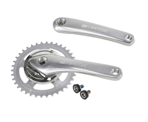 MATRIX Kettenradgarnitur Alu 4-kant f&uuml;r City Rad 38 Z&auml;hne silber 170 mm  Montageverpackung