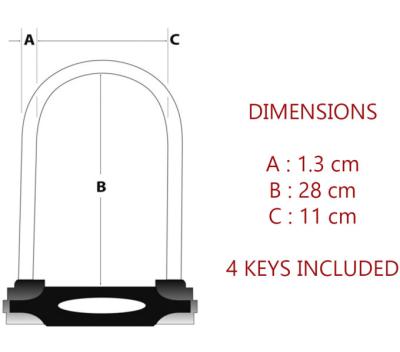 Master Lock B&uuml;gelschloss 8195LW Schwarz 13 mm x 280 mm x 110 mm Schl&uuml;ssel Produktbild 4