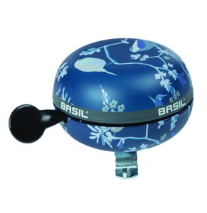 BASIL Ding-Dong Glocke Wanderlust indigo blau | Motiv: Blumen / Vögel | Durchmesser: 80 mm