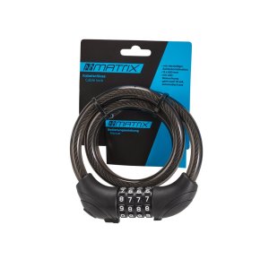 MATRIX Kabelschloss mit LED schwarz | Länge: 850 mm | Durchmesser: 12 mm | SB-Verpackung