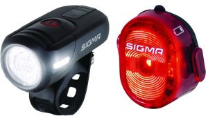 SIGMA LED Beleuchtungsset Aura 45 FL +Nugget II Befestigung: Lenker | schwarz