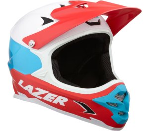 LAZER Helm Phoenix+ MTB/Downhill Matte White Blue Red (M) 56-58 cm